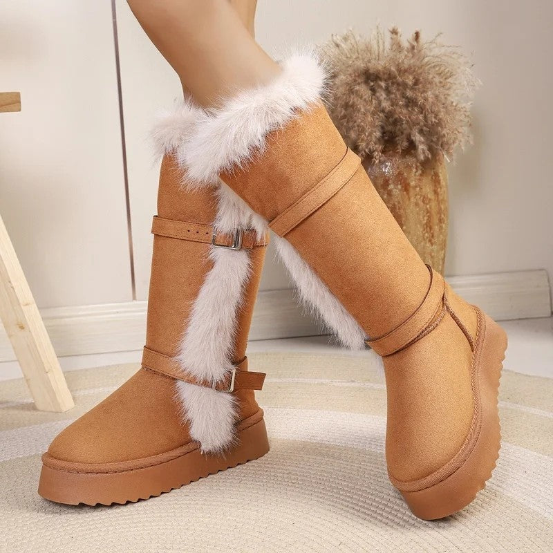 Laurent Faux Fur Buckle Platform Boots
