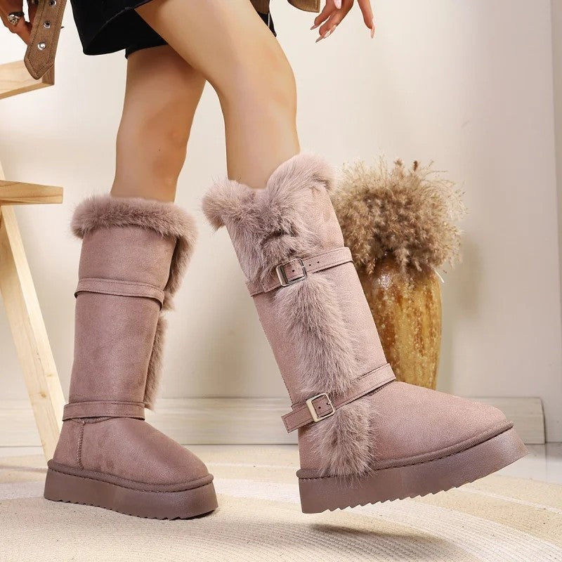 Laurent Faux Fur Buckle Platform Boots