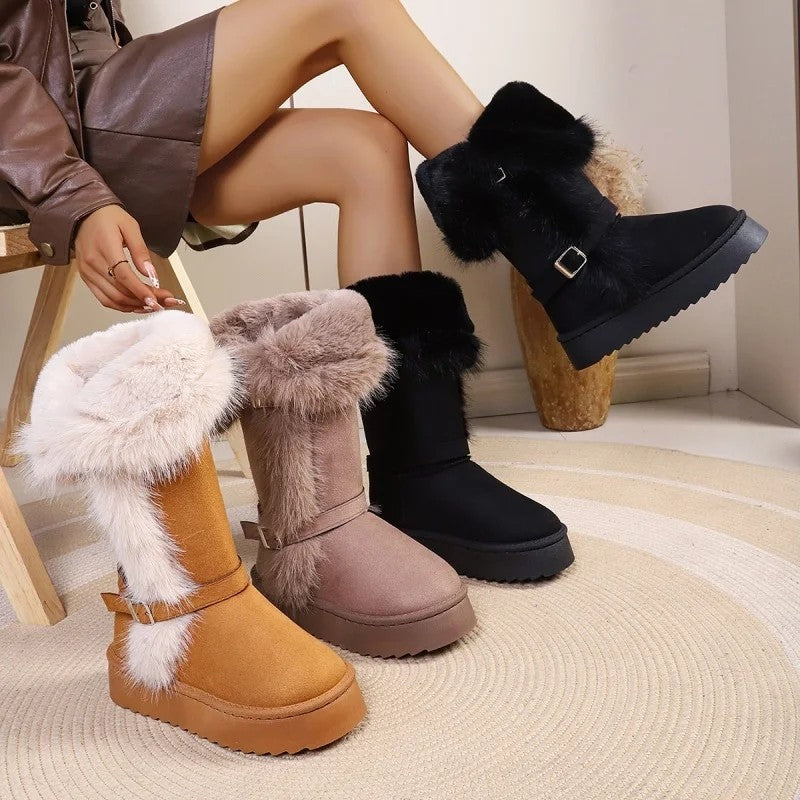 Laurent Faux Fur Buckle Platform Boots