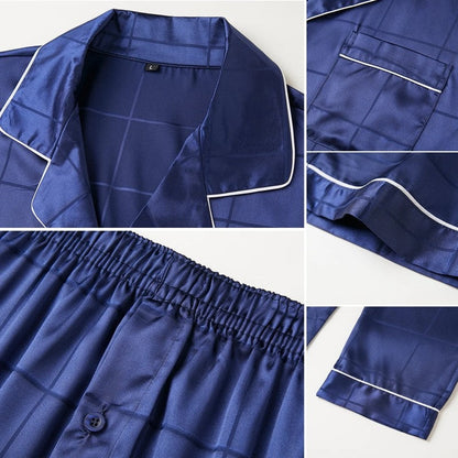 Lazien Satin Grid Relaxed Pajama Set