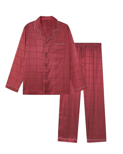 Lazien Satin Grid Relaxed Pajama Set