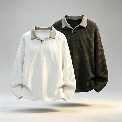 Lazino Relaxed Textured Knit Polo Sweater