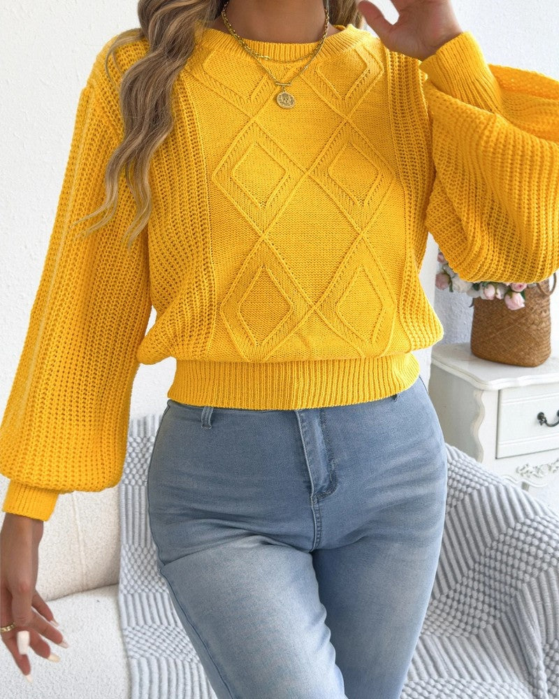 Leah Women's Textured Diamond Knit Sweater