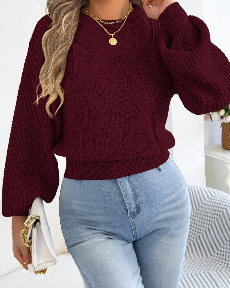 Leah Women's Textured Diamond Knit Sweater