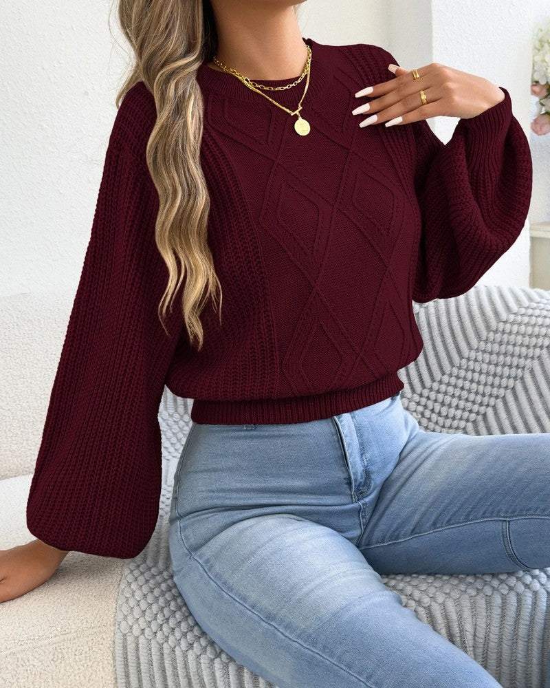 Leah Women's Textured Diamond Knit Sweater