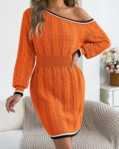 Lenara Cable Knit Sweater Dress