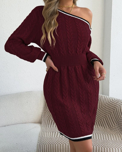 Lenara Cable Knit Sweater Dress