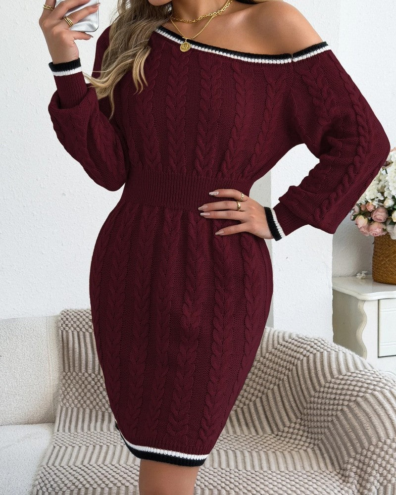 Lenara Cable Knit Sweater Dress
