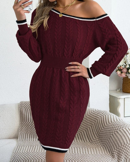 Lenara Cable Knit Sweater Dress