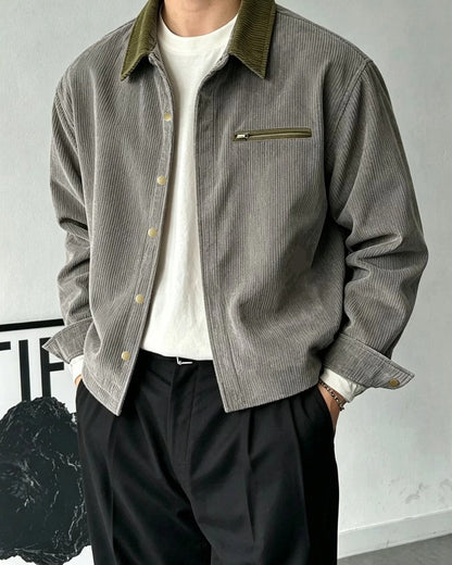Levian Corduroy Contrast Collar Shirt Jacket