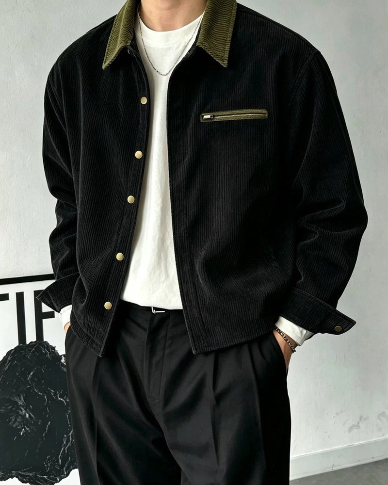 Levian Corduroy Contrast Collar Shirt Jacket