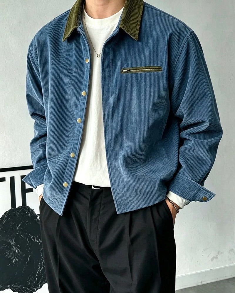 Levian Corduroy Contrast Collar Shirt Jacket