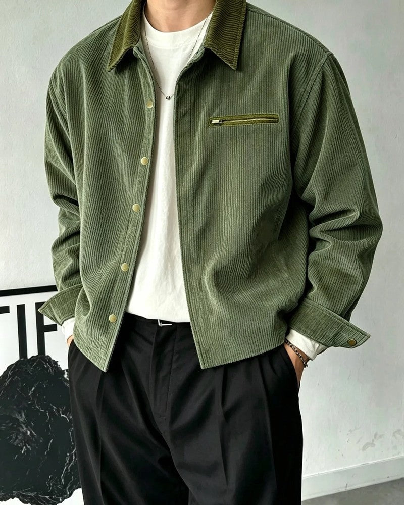 Levian Corduroy Contrast Collar Shirt Jacket
