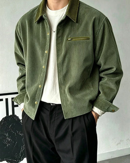 Levian Corduroy Contrast Collar Shirt Jacket