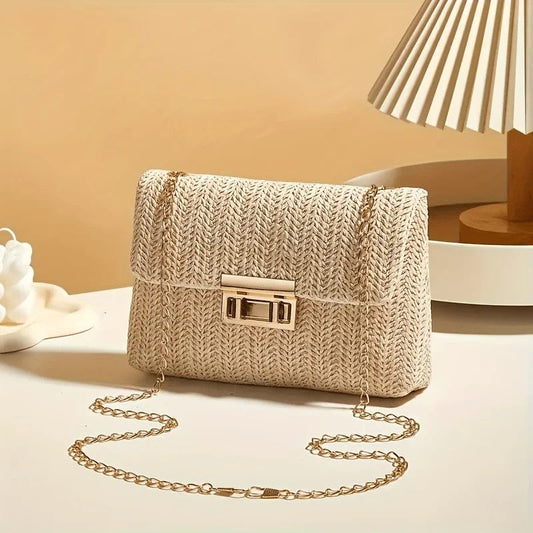 Lirenne Woven Chain Crossbody Bag
