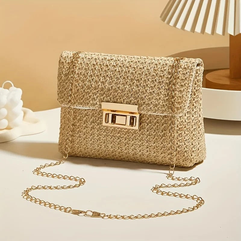 Lirenne Woven Chain Crossbody Bag