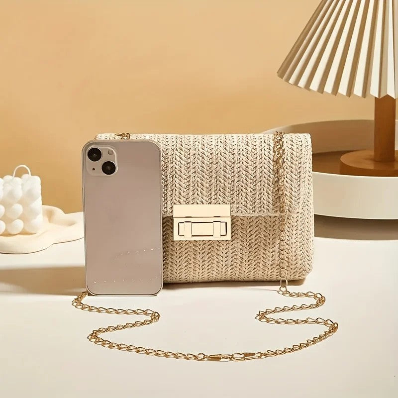 Lirenne Woven Chain Crossbody Bag
