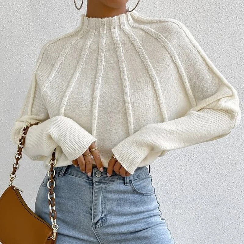 Louise Women's Ribbed Mock Neck Knit Sweater