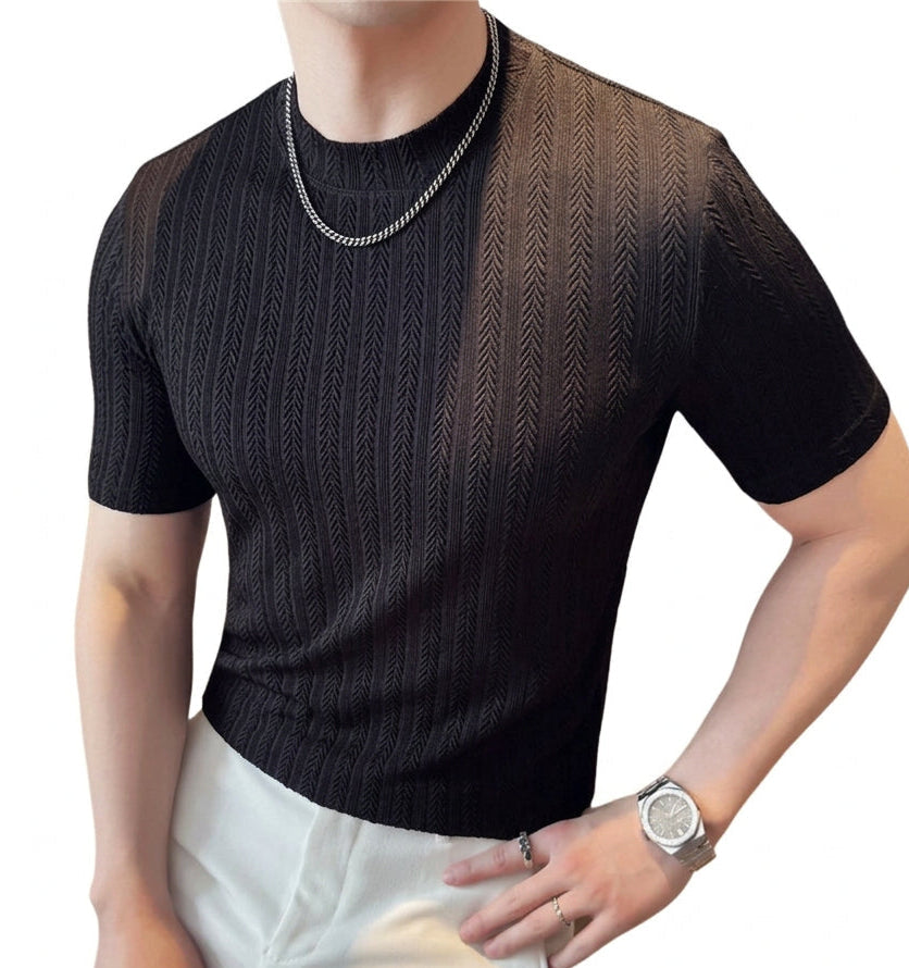 Luca Men's Textured Knit Fitted T-Shirt