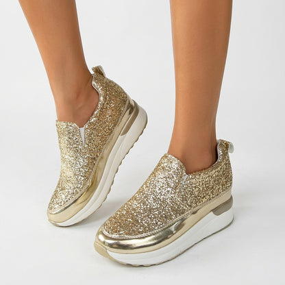 Lucia Women's Platform Glitter Slip-On Sneakers