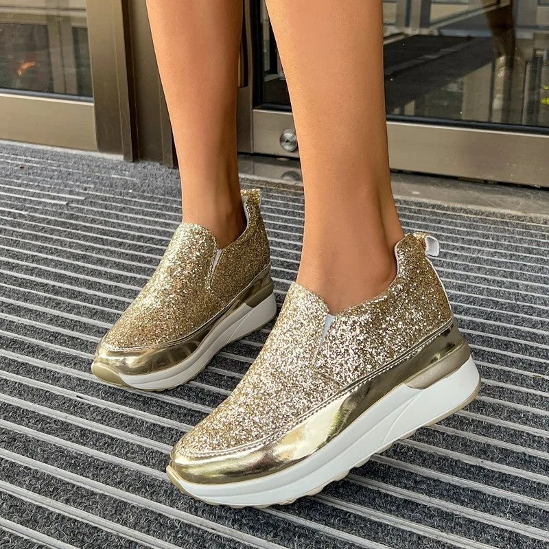 Lucia Women's Platform Glitter Slip-On Sneakers