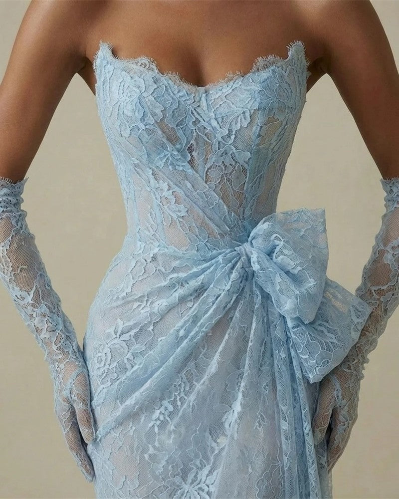 Lunisse Strapless Lace Evening Gown