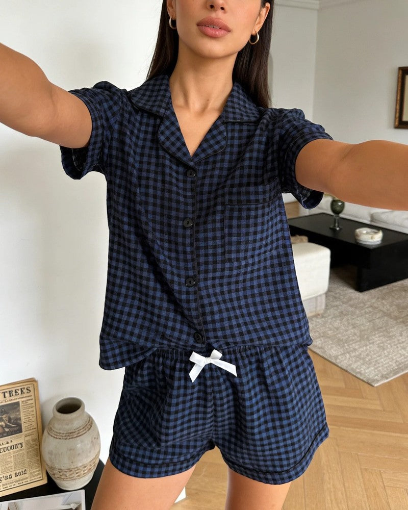 Maline Gingham Relaxed Lounge Shorts