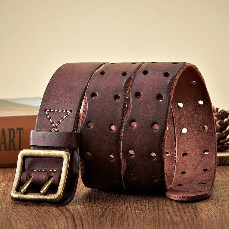 Manuel Men's Perforated Brass Buckle Belt