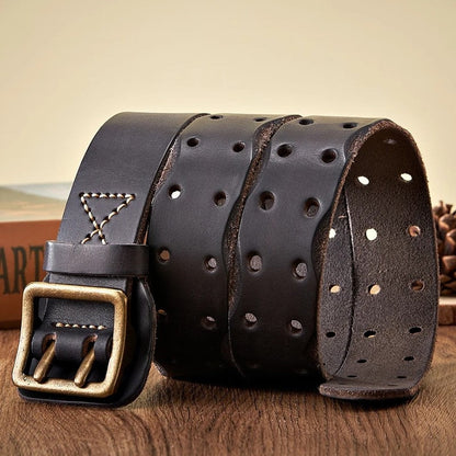 Manuel Men's Perforated Brass Buckle Belt