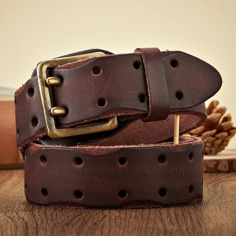 Manuel Men's Perforated Brass Buckle Belt
