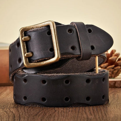 Manuel Men's Perforated Brass Buckle Belt