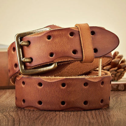 Manuel Men's Perforated Brass Buckle Belt