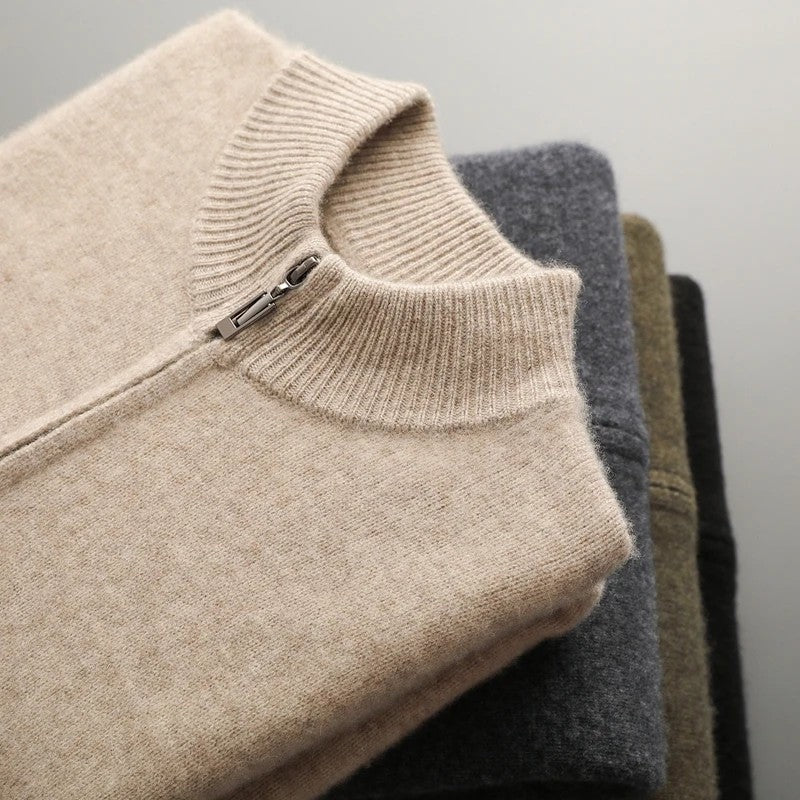 Marello Zip Collar Merino Wool Sweater