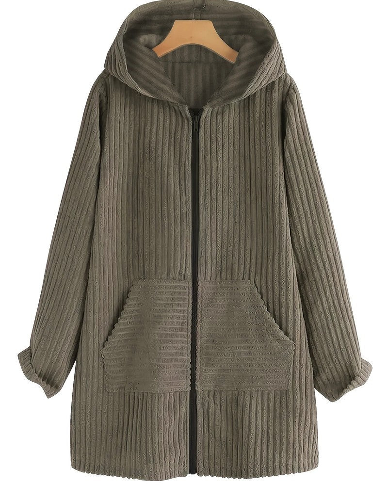 Margaret Ribbed Hooded Zip Jacket