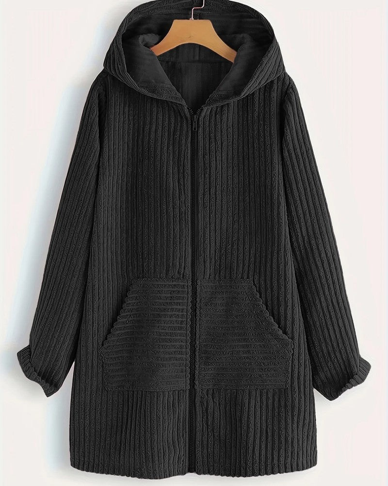 Margaret Ribbed Hooded Zip Jacket