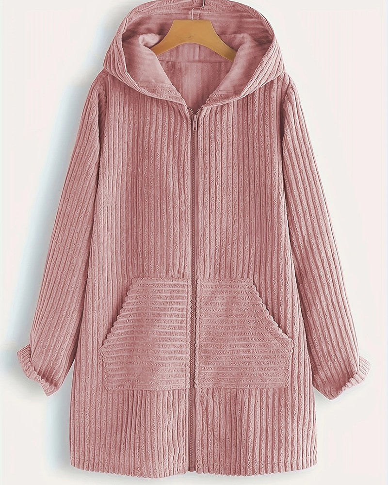 Margaret Ribbed Hooded Zip Jacket