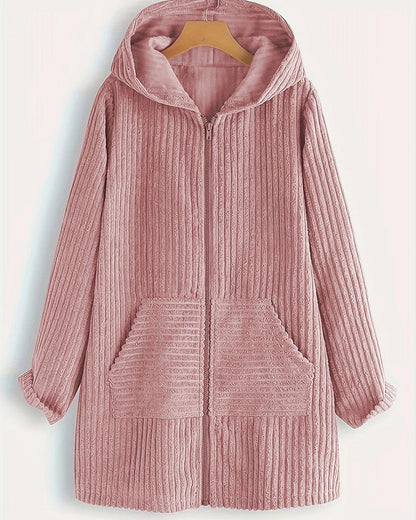 Margaret Ribbed Hooded Zip Jacket