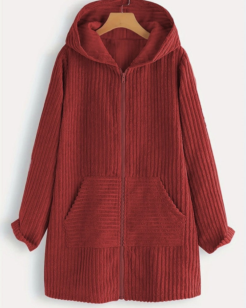 Margaret Ribbed Hooded Zip Jacket