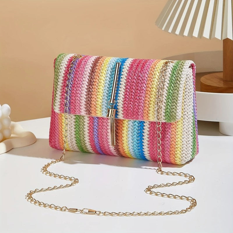 Maribel Woven Chain Strap Shoulder Bag
