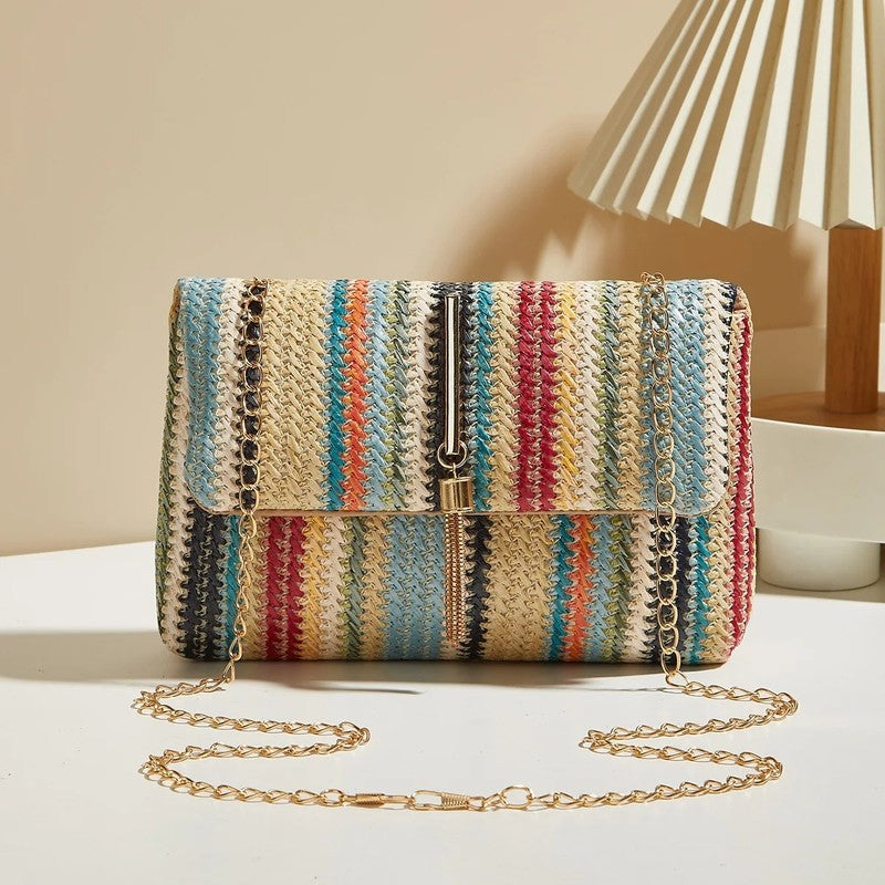 Maribel Woven Chain Strap Shoulder Bag