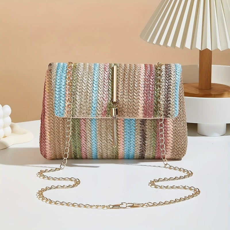 Maribel Woven Chain Strap Shoulder Bag