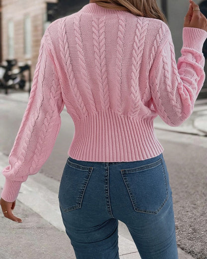 Marta Cable Knit Cropped Sweater