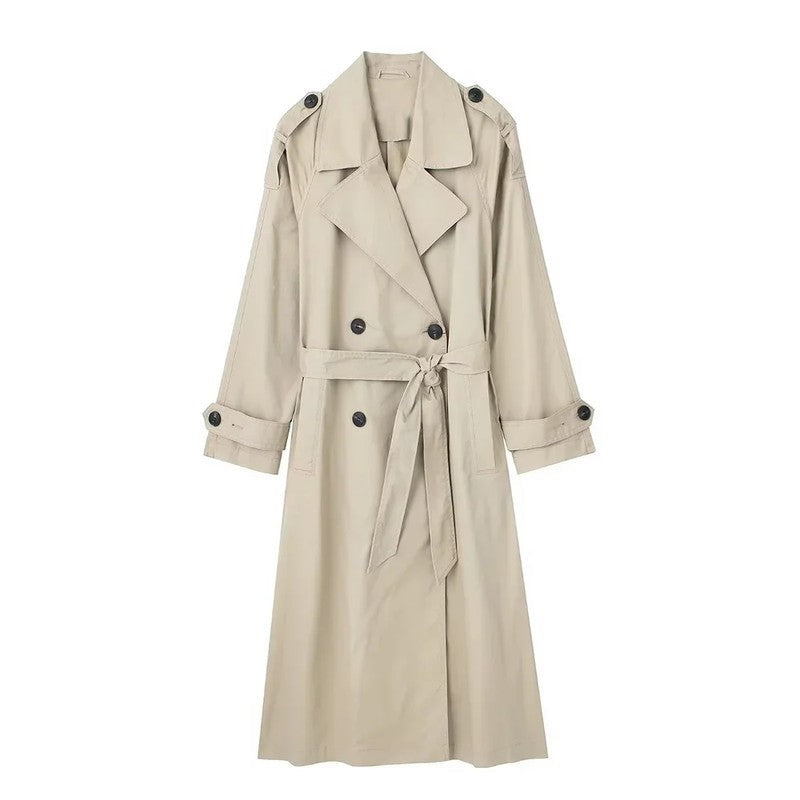 Marvella Relaxed Double-Breasted Belted Trench Coat