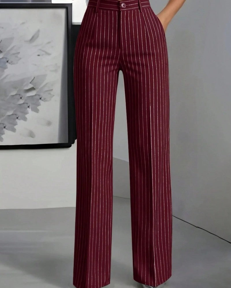 Calvesta Pinstripe High Waist Wide-Leg Pants