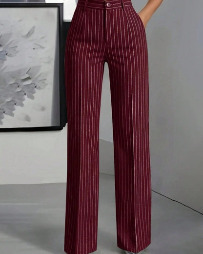 Calvesta Pinstripe High Waist Wide-Leg Pants