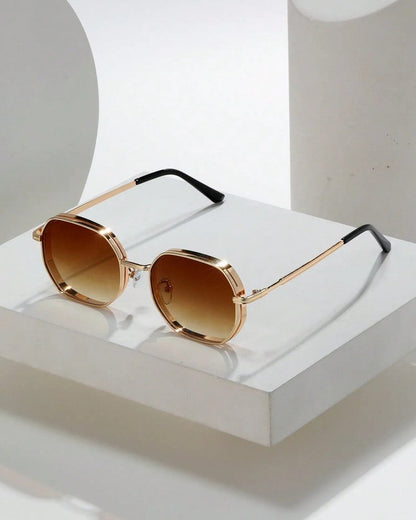 Marzio Geometric Metal Frame Sunglasses