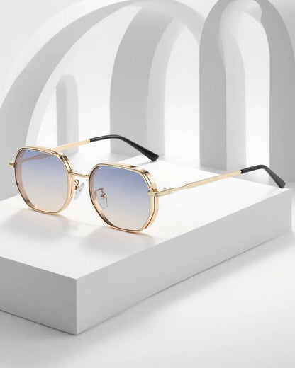 Marzio Geometric Metal Frame Sunglasses
