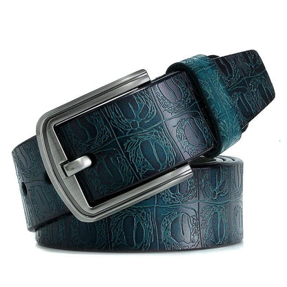 Matteo Men's Embossed Pattern Leather Belt