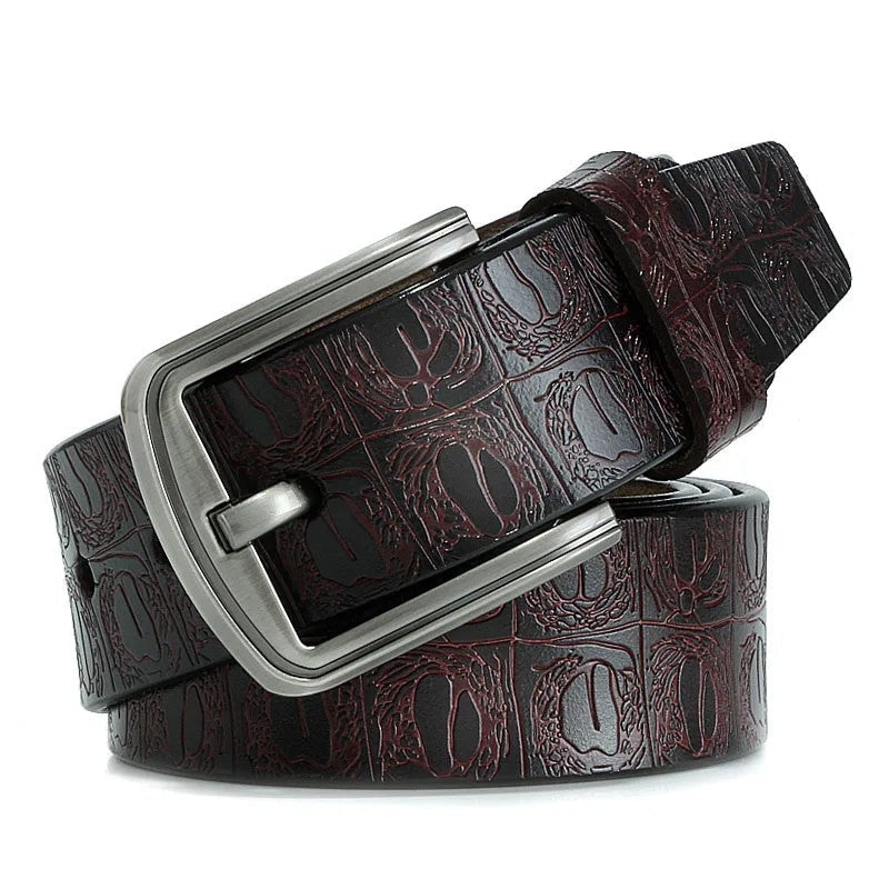 Matteo Men's Embossed Pattern Leather Belt