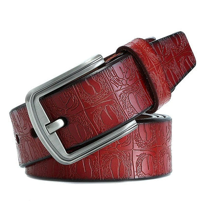 Matteo Men's Embossed Pattern Leather Belt